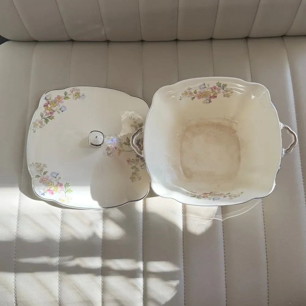 Vintage Paden City Pottery Regina pattern Floral Serving Dish with Lid